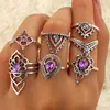 With Side Stones Silver Color Knuckle Rings Set For Women 2024 Punk Crystal Midi Finger Female Turkish Boho Drop Jewelry 7 PCS Bague Femme