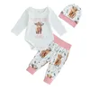 Kleidungssets Baby Boys Winter Outfits Buchstaben Bären Druck Kapuze-Jacke Langarm T-Shirt Hosen Hut 4pcs Kleidung Set Set