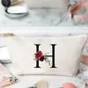 Organisateur de sacs de rangement pour le sac cosmétique lettre de fleur 3D Impression de toile de travail de la mode de maquillage pour femmes
