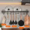 Kitchen Storage Stainless Steel Hook Wall Shelves Utensils Holder Accessories Organizer Rack 60cm