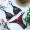 Kvinnors badkläder Kvinnor Summer Bikini Set Biquinis Sexig Animal Leopard Tryckt Bandage Padded Bh Swimsuit Bathing Suit Beach Jnz6