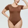 Fashionable Oversized Women's Tight Fitting with Versatile Base Round Neck Short Sleeved Jumpsuit Triangle Pants F41820