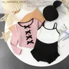 One-pièces de la mode coréenne Bow Toddler Girl Swimsuit Black and Pink Set Summer Childrens Clothing Q2404191