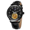 Armbandsur Black Design Fashionable Men Swomen's Leather Watch Automatic Mechanical Waterproof Sapphire Mirror