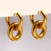 Brincos dangle Drop geométrico redondo de ouro para mulheres meninas aço inoxidável Brincho de círculo de arco de círculo de jóias de anel de orelha de huggie