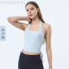 Desginer Alooo Yoga Aloe Bra Tanks Damen Fitnessanzug Frühling/Sommer Neue Kordelstring -Tank mit Brustpolster Hanging Neck laufen Sporttop