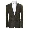 Men's Suits VAGUELETTE Solid Striped Velevt Blazer For Men Casual Wedding Party Jacket Coat Stage