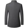 Trench Coats Men's Veste en laine Zhongshan Suit debout collier d'âge moyen 2024 Automne Hiver Dad's Mou Men Vêtements