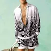 Camisa de padrões botânicos conjuntos de camisas de impressão 3D Camisetas casuais de moda de tamanho grande Shorts de praia Summer Streetwear Hawaiian Suits Clothing 240411
