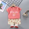 Souet short à manches courtes de nouveaux enfants, Pure Cotton Trade Foreign Children's Clothing, Cross-Border Girl's T-shirt Set, One Piece for Shipping