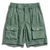 Shorts masculinos de verão masculino de cor sólida algodão verde preto moda de bolso casual cargo macho