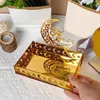 Eid Tray Table Centerpieces Plate Acrylic Ramadans Home Decorations Eid Muslims Festlig gåva Gold Moon Decor 240408