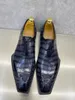 Sapatos casuais Crocodilo autêntico Mão pintado à mão Men Dress colorido vestido de jacaré genuíno de couro real de couro Oxfords Oxfords