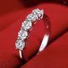 Cluster Rings With Certificate Romantic Heart Solid 925 Silver Ring High Quality Zircon Diamant Wedding Band Gift Jewelry For Women