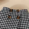 Clothing Sets Baby Girl Clothes Solid Color Long Sleeve High Neck T-Shirt Top Plaid Half-Body Skirt Hat 3Pcs Set For 1-3 Years Girls