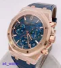 Fashion AP Wrist Watch Royal Oak Series 26240or Rose Gold Blue Plate Belt Mens Fashion Leisure Business Sports Back Transparent Mechanical Watch