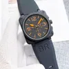 bell and ross 2023 Wristwatches Men Automatic Mechanical Watch Bell Brown Leather Black Rubber Ross Wristwatches Multifunction Six Stitches vm08 high quality