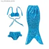 One-Pieces Childrens mermaid swimsuit girl princess mermaid tail swimsuit girl beach split bikini Q240418