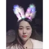 Party Hats Plush LED Shiny Rabbit Ear Headband Hair Hoop Festival Decoration Lovely Light Up Party-Headband Accessories 0418