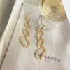 Stud Earrings EYER Luxury Women's Wedding Party Gold Color Blue Hollow Chain Tassel Full Zircon Stone Jewelry Accessories