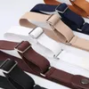 Bälten svart khaki kaffe spännefritt osynligt bälte avslappnad stretch pu slim elastisk band läder midjeband all-match