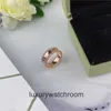 High End jewelry rings for vancleff womens V Gold Plated CNC Quality Lucky Grass Signature Ring for Womens Kaleidoscope Ball Original 1:1 With Real Logo
