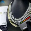 Goedkope prijs ijskoud hiphop linkketens aangepaste sieraden 12 mm brede echte sterling sier moissaniet diamant cubaanse ketting