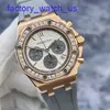 Top AP pols horloge Epic Royal Oak Series 26231 OR Womens 18K Rose Gold Original Diamond Panda Face 37mm automatisch mechanisch horloge