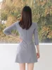 Casual jurken Koreaanse mode dames vintage houndstooth korte vrouwen kleding elegante sexy vierkante kraag slanke mini -jurk mujer vestidos