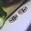 Desginer Tiffanybracelet Tiffanie Tiffanyjewelry T Hem Precision Högkvalitativ Open Double Ring Series med Diamond Set Half Bay