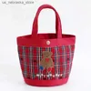 Sacs à couches Miki Sac à main Xiongxin Broderie Plaid Mother Sac Handheld Cartoon Bodet Back Q240418