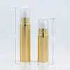 Lagringsflaskor 5 ml10 ml guld luftlös flaskvakuumpump klar lock lotion emulsion serum prov ögon essens hudvård sprayer toner förpackning