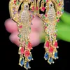 Dangle Earrings ANGELCZ Attractive Women Ear Jewelry Full Micro Pave Multicolor Cubic Zirconia Golde Bird Drop For Prom AE321