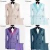 Suits Men's Fashion Grey For Men Slim Fit Formal Double Breasted Homecoming Wedding Suit Blazer Pants 2 Pieces Mens Tuxedos Set s