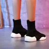 Fitnessschuhe Cinessd Stretch Stoff Frau Sneaker High Top Summer Casual Women 2024 Solid Platform Chaussures Femme