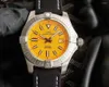Orologi da polso da polso da 43 mm di orologio automatico di alta qualità per uomini orologi meccanici blu nero giallo in pelle giallo in pelle inossidabile luminosa