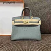 Brknns Handbag Genuine Leather 7A Handswen high-quality full-hand sewing ostrich all-steel hardware leather9OQT