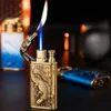 Cigarettändare metallrökning Tillbehör Vindtät ljusare Torch Double Flame Butane utan utan gasändare Gift Jet Crocodile Dragon