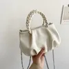 Schoudertassen eenvoudige kettingtouwhandgreep pu lederen mini crossbody met korte handgrepen voor vrouwen 2024 trend luxe mode handtas