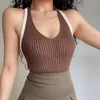 CAMISOS Tanks Beran American Retro Sexy V-Neck Color Matching Stretch Slim High Taille Short Halterneck Camisole voor vrouwen