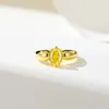 Ringos de cluster Corte oval Corte Amarelo Diamante Promessa Anel robusto prata esterlina 18K Platanete de alta qualidade Polish Gemstone Casamento para mulheres