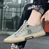 Casual Shoes Men's Flat Sneakers Spring Breathable Round Head Lace-up Lightweight Non-slip Canvas Sapatos Casuais Masculinos