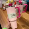 water bottle Cosmo Pink Parade Target Red with 1 1 H2.0 40oz Stainss Steel Tumbrs Cups Silicone Hand Lid Straw Travel Car Mugs Keep Drinking Cold
