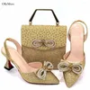 Dress Shoes Summer Italian Style Rhinestone High Heels And Bag Set Fahion Elegant Ladies For Party