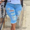 Femmes plus taille frange frange stretch skinny noir short denim Summer Sexy Club Party High Waited Jeans Pants 240409