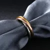 Med sidogenar Seanuo 3 Ring/set Rose Gold/Silver Circle Women Wedding Rings mode rostfritt stål bleknar aldrig dam sexig fest cocktail