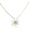 Collar de flores de la marca de la marca de diseñador 925 plateado esterlina plateado 18 km de oro blanco fritillaria girasol seis pétalo colgante hembra cadena de clavícula femenina