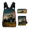 Backpack Farm Tractor Schoolbag Travel Shoulder Bag Pencil Case Gift For Kids Students