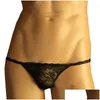 Womens Panties Y Men Sissy Briefs Lace Tight Up Underwear Low Rise See-Through Bikini Tra-Thin Breathable Lightweight Lingerie Drop De Dh9Bx