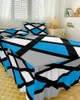 Sängkjol Blue Black Grey Geometric Square Elastic Fitted Bed Steread med kuddväskor Madrass Cover Bedding Set Sheet